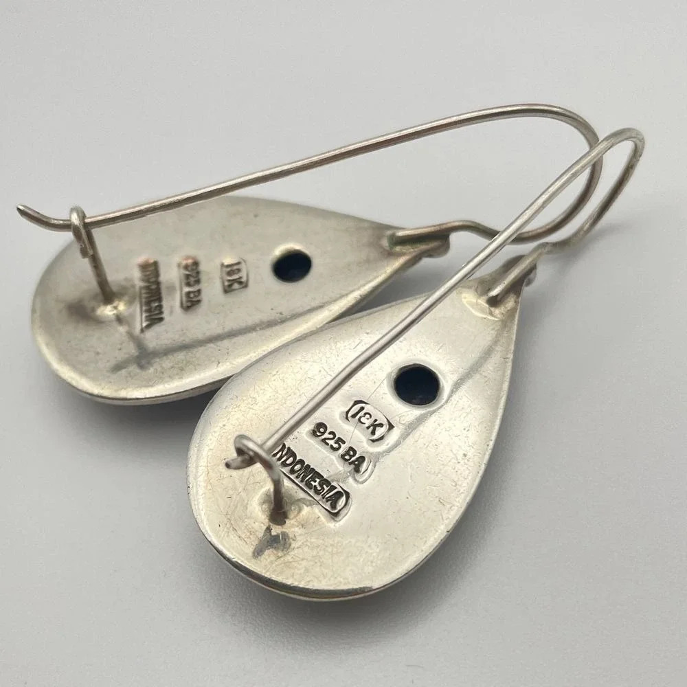 BA Suarti Sterling Silver 18K Gold Bali Teardrop Earrings Designer Balinese